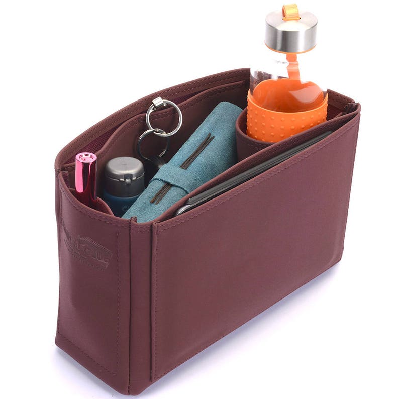 Leather Purse Inserts Melie Deluxe Leather Handbag Organizer in Maroon Color Leather bag insert for LV Melie