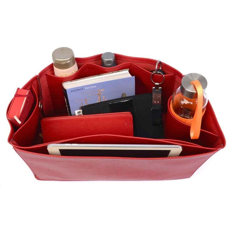 Neverfull PM / MM / GM Suedette Regular Style Leather Handbag Organizer  (Red) (More Colors Available)