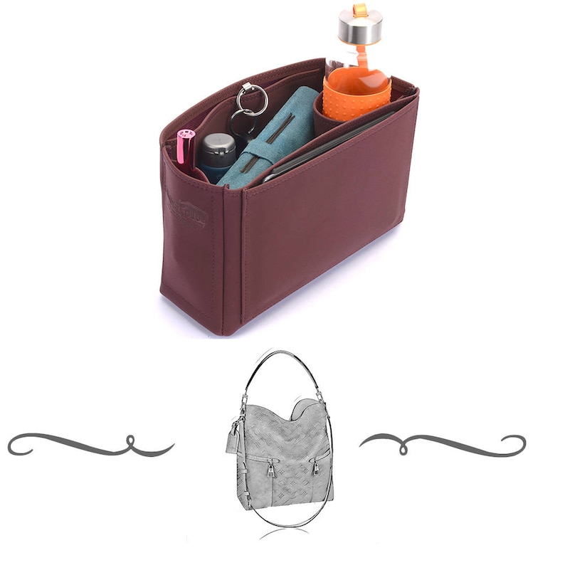 Leather Purse Inserts Melie Deluxe Leather Handbag Organizer in Maroon Color Leather bag insert for LV Melie