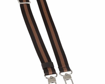 Slim Striped Crossbody Bag and Purse Strap in Dark Brown and Tan Brown  (1wide)