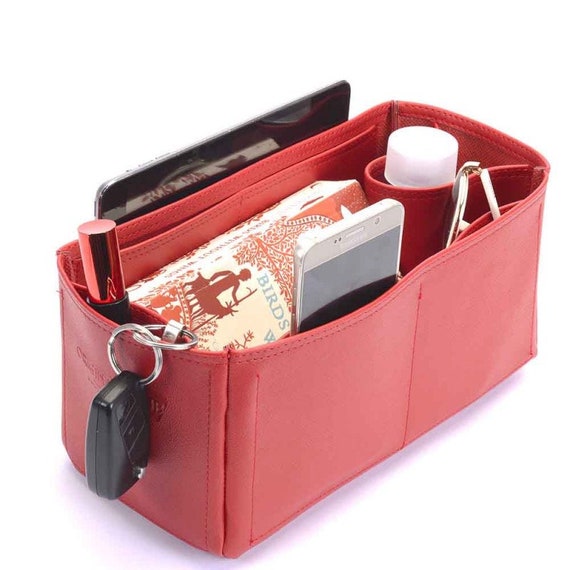 Birkin 40 Vegan Leather Handbag Organizer in Cherry Red Color