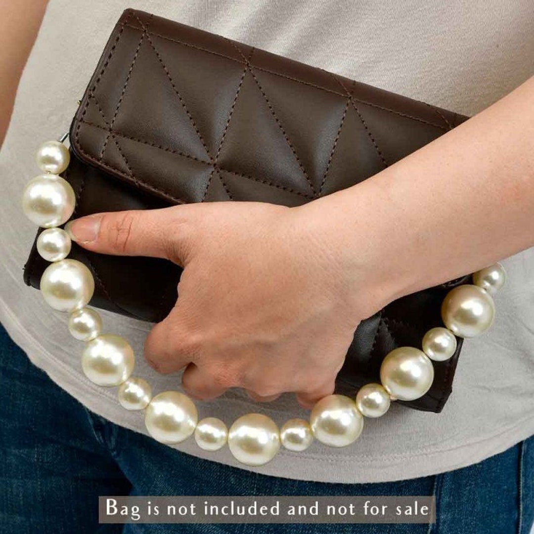  2 Pcs 9.45 Pearl Purse Chain Short Handle Replacement Bag  Chain Strap Metal Shoulder Chain Imitation Pearl Handbag Chain Accessories  for Purse Bags Women
