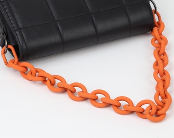 Bag Chain Handle Strap in Orange Matt Finish (18.9") Handbag Short Strap for Designer Bags Purse Chain Strap