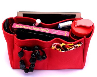 SP Suedette Leather Bag and Purse Organizer in Singular Style and Red / Bag Insert for SP 25, 30, 35, and 40 / SP Purse Liner