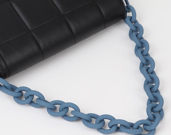 Bag Chain Handle Strap in Indigo Blue Matt Finish (18.9") Handbag Short Strap for Designer Bags Purse Chain Strap
