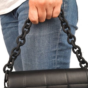 Handbag's Metal Chain Handle in Black Matt Finish (18.9") / Handbag Strap for Designer Bags / Purse Shoulder Strap / Chain Strap