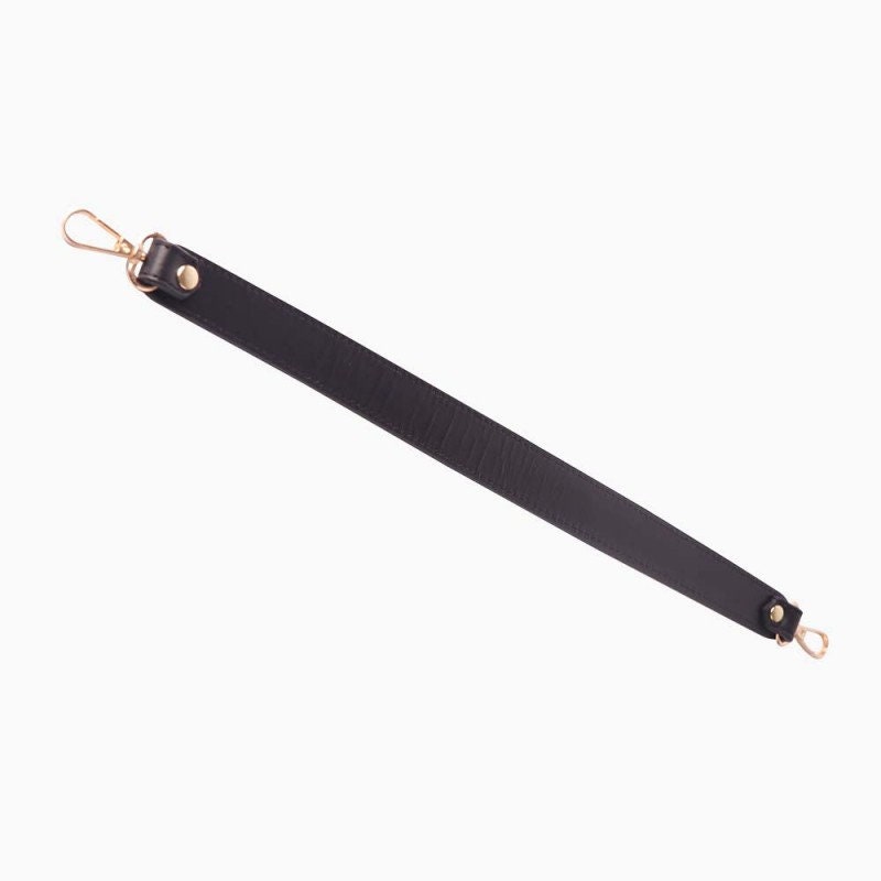 Hobo Style Black Leather Strap and Top Handle Replacement for Designer Bags  (19.6 in. Length / 1 in. wide)