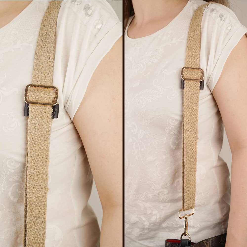 Replacement Guitar Style Strap in Jute Fabric With Leather 