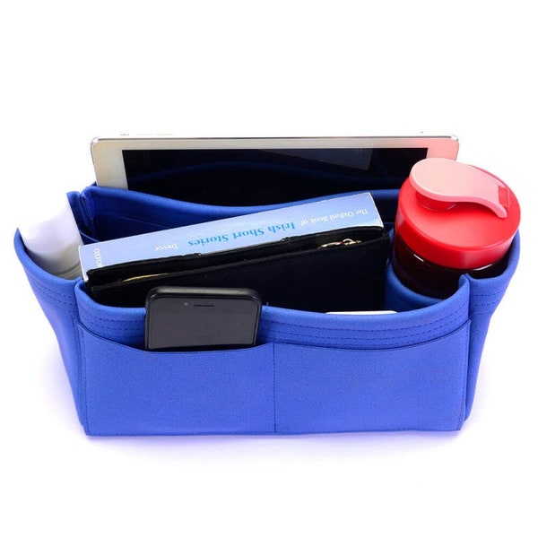Bir.kin Suedette Leather Bag and Purse Organizer in Singular Style and Royal Blue / Bag Insert for Bir.kin 25, 30, 35, and 40