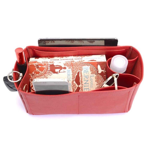 Birkin 40 Vegan Leather Handbag Organizer in Cherry Red Color