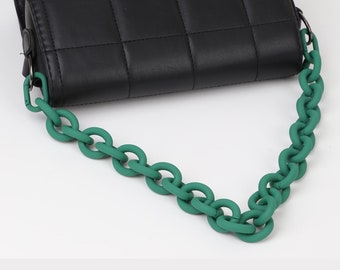 Bag Chain Handle Strap in Emerald Green Matt Finish (18.9") Handbag Short Strap for Designer Bags Purse Chain Strap