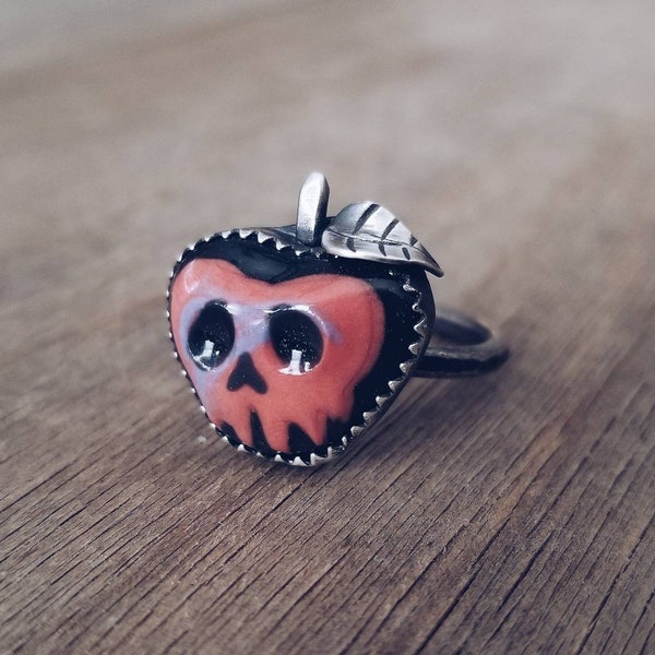 Poison Apple Ring or Pendant // MADE TO ORDER Sterling silver ring or necklace ft. porcelain cabochon.