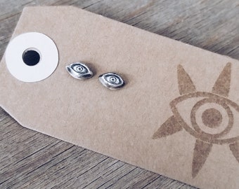 Eye Studs // MADE TO ORDER Sterling Silver Eye Earrings.  Evil Eye Studs.  Stamped jewelry.