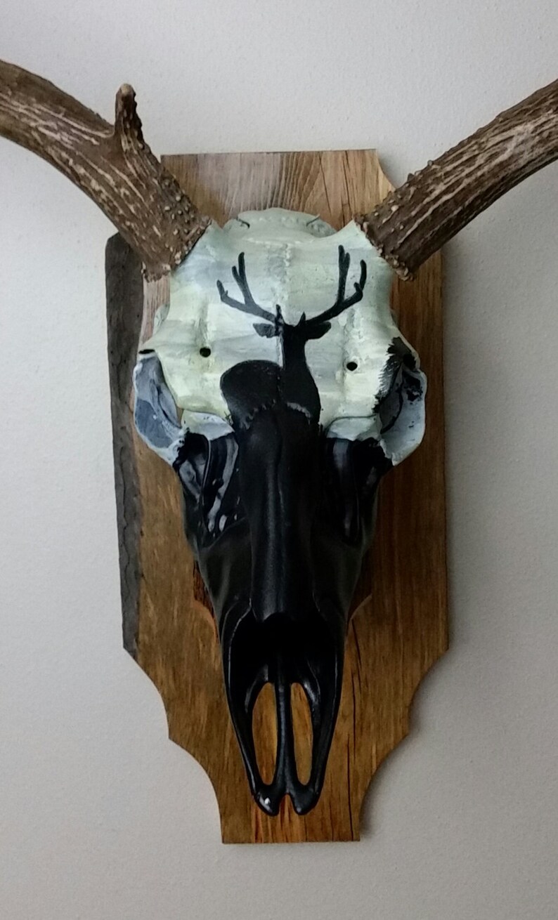Handpainted Replica Deer Skull to Mount Antlers Either Whitetail or