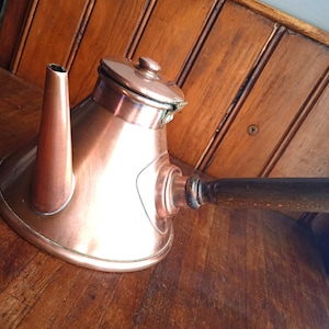 Vintage Copper French Stove Top Kettle Coffee Pot: Simmering Pot Server.