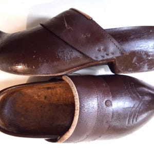 Vintage French sabots authentic Breton clogs traditional shoes quality handmade carved wooden clogs  historical dress item collectors