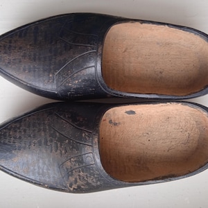 Vintage French sabots authentic Breton clogs traditional shoes quality handmade carved wooden clogs  historical dress item collectors unisex