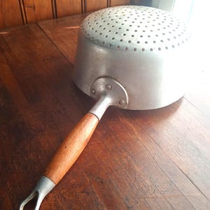 Vintage aluminum French colander pro-chefs equipment rustic cottage decor quality piece authentic french strainer