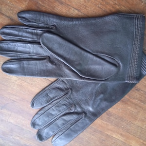 Französische unisex dunkelbraune Handschuhe schöne zweite Haut Vintage weiche Kunstleder Kostüm Accessoires einzigartige Qualität Vintage Handschuhe
