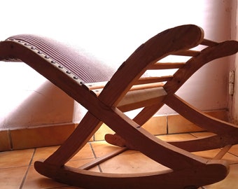 Hermoso taburete mecedor francés de calidad vintage decoración rústica de la cabaña elegante vintage tapizado taburete de pie de calidad único taburete útil