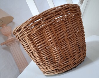 Vintage French Wicker Basket: Handmade Rustic Cottage Decor.
