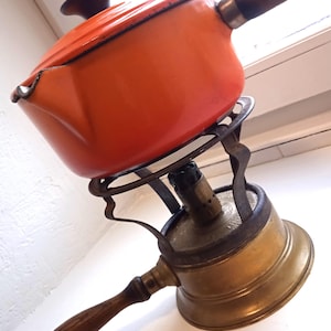 Working antique stove, French portable antique cooking burner, camping stove, brass heater, travel cooker working fuel stove