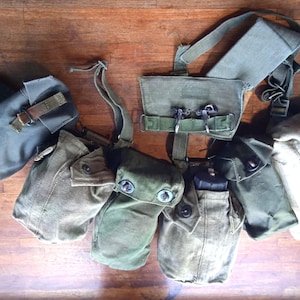 Military army issue chest rig field equipment authentic adjustable pocket belt water canister stock pouches original camouflage utility belt