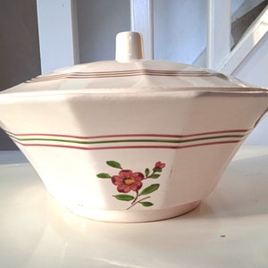 French Digoin Sarreguemines hand painted soup terrine French pottery lovely large soup terrine quality dining service quality soup terrine
