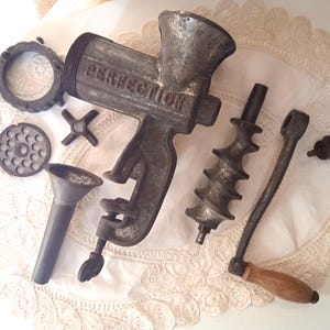 Vintage heavy duty mincer, meat grinder, hand mincer quality sausage maker, meat mincer, large efficient hand turning food grinder