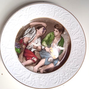 Beautiful French &quot;Limoges&quot; transferware porcelain plate quality display plate rich colourful image quality manufacture classic and elegant