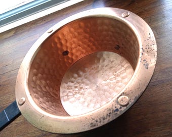 Padella antica francese in rame: espositore da camino/pentola da cucina, arredamento rustico