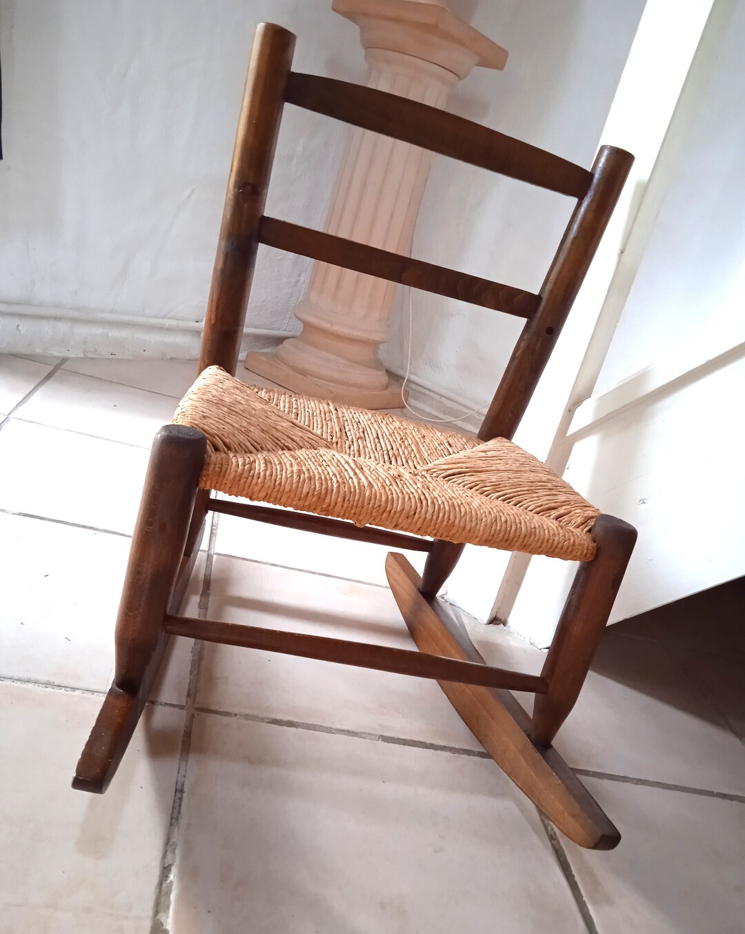 Antique French Wooden Rocking Chair Rustic Country Cottage Décor Old ...