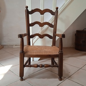 Solid French ladder back child&#39;s chair nursery chair quality oak  traditional décor playroom toy display rustic country décor charming piece