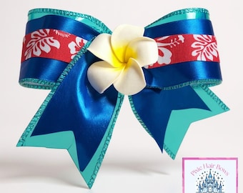 Aloha Hair Bow – Lilo Stitch Inspired, Plumeria Flower, 7" Alligator Clip
