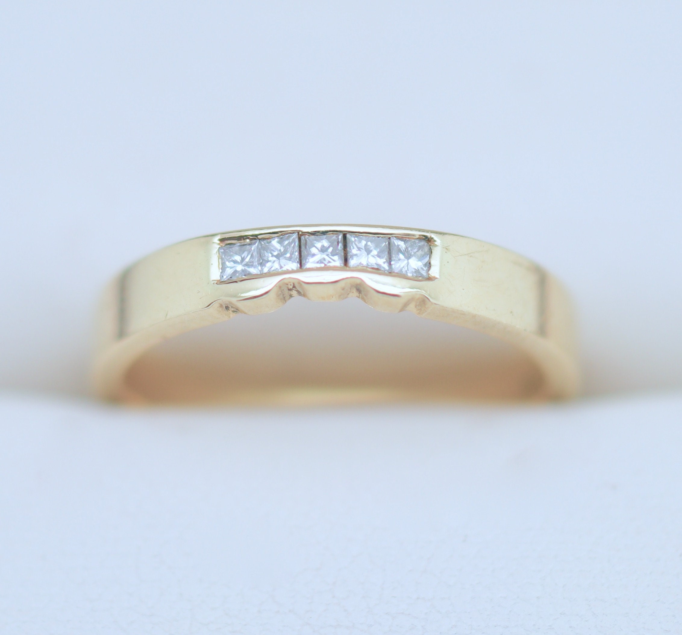 18Kゴールド デザインリング✴︎used ✴︎ Vintage Antique Jewelry Solid 18K Yellow Gold Curved Band