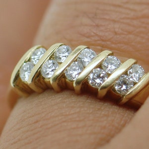 Estate Art Vintage Jewelry Solid 18K Yellow Gold Band Ring Natural Diamonds Jewellery Size 6 3/4 or N