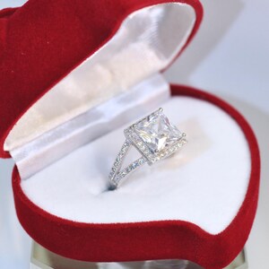 Princess Cut diamond engagement ring, Sterling Silver.925,solitaire engagement wedding ring, platinum ring,handmade ring