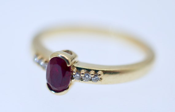 Solid Gold Art Deco Ring Natural Ruby And Diamond… - image 6