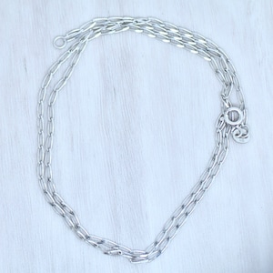 Solid 9K White Gold Chain Daily Necklace Jewelry 45Cm Length