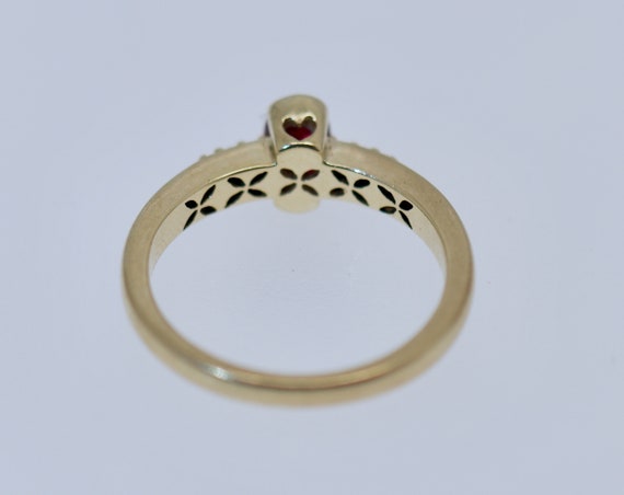 Solid Gold Art Deco Ring Natural Ruby And Diamond… - image 5
