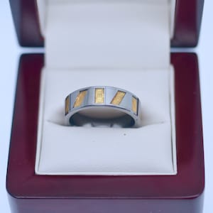 Unisex Wedding Ring Tungsten Engagement Wedding Band Gold Carbon Fiber Inlay