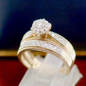 Round Cut Diamond Engagement Wedding Ring Solid 9K Gold Vintage Estate Jewelry Size 5 3/4 or L image 7