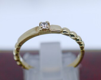 9K Solid Gold Jewellery Band Set With Natural Diamond Brilliant Round Cut Antique Jewelry Size P