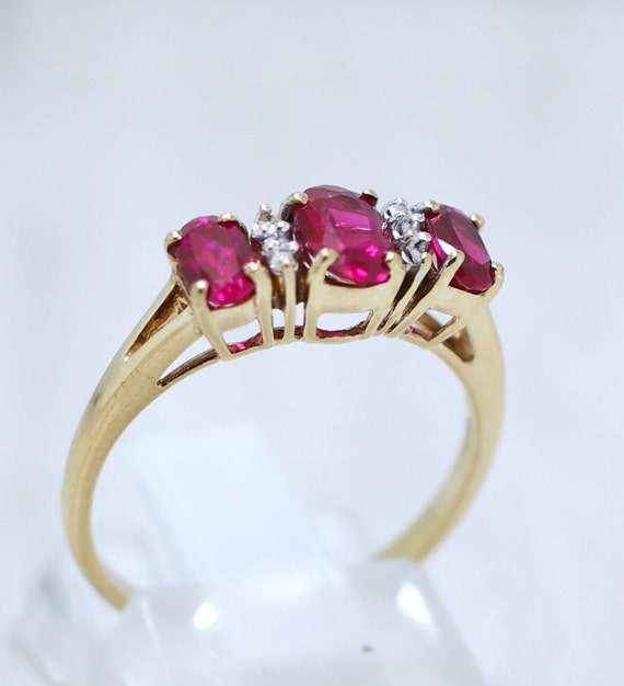 1.10ctw Diamond Ruby Solid 9K Gold Ring Size 7 or… - image 1