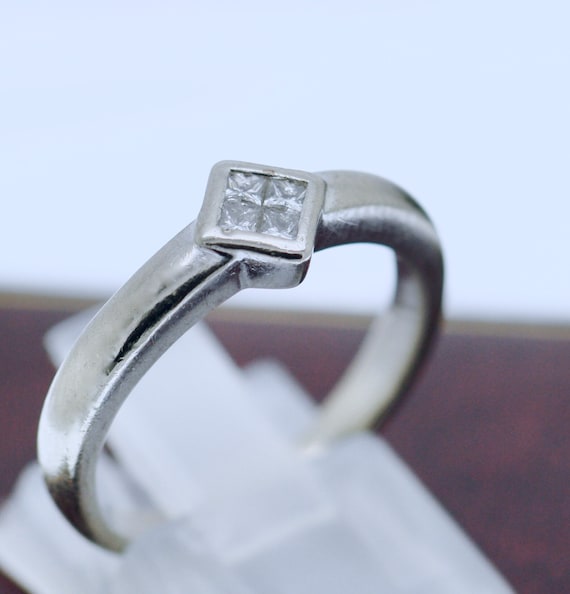 Estate Wedding Engagement Ring Solid 9K White Gold