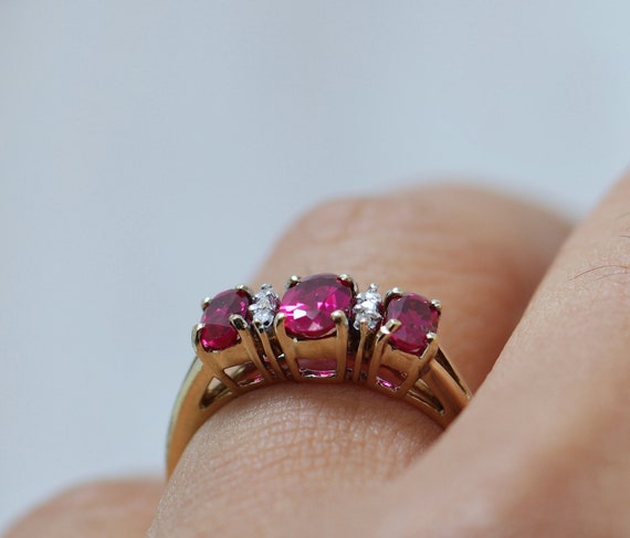 1.10ctw Diamond Ruby Solid 9K Gold Ring Size 7 or… - image 3