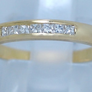 Natural Diamond Wedding Engagement Solid 18K Yellow Gold Ring Band Size 6 1/2