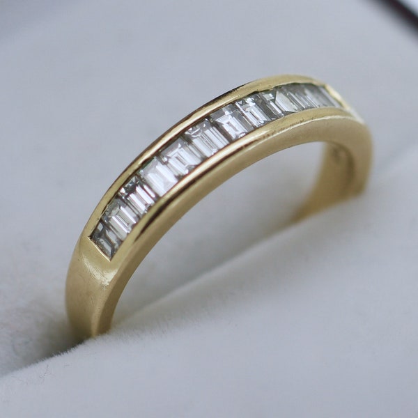 Estate Jewellery 3.9MM Half way Eternity band 18K Solid Gold Band Natural Diamonds Jewelry Ring Size M or 61/4