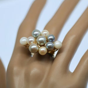 10Carats Natural Pearl Victoria Vintage Cocktail Ring Solid 18K Yellow Gold Jewelry Vintage Antique Art Deco Jewellery Size 8 P