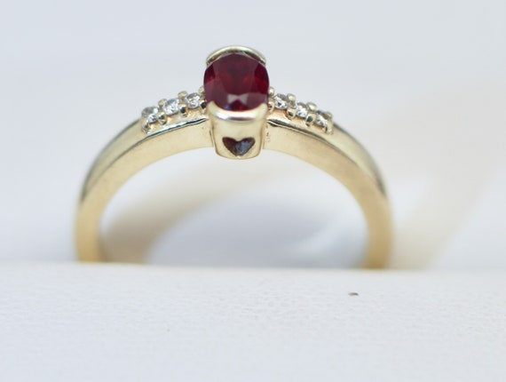 Solid Gold Art Deco Ring Natural Ruby And Diamond… - image 4